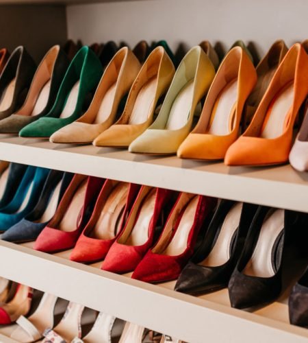 organization shelves with shoes organized and lined up